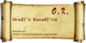 Orsós Kocsárd névjegykártya
